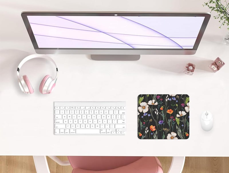 eulps Mouse Pad with Stitched Edge, Multiple Patterns Computer Mouse Pads with Non-Slip Rubber Base, Washable Cloth Mousepad, for Gaming, Laptop, PC (Wildflower Night) - Image 2